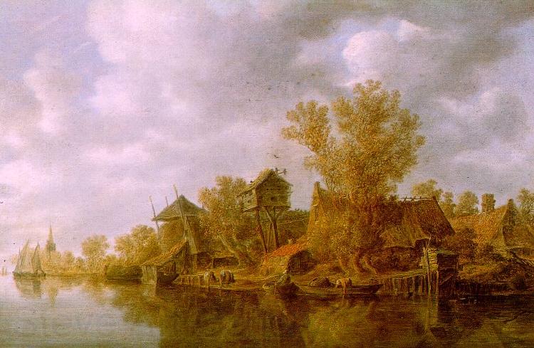 Jan van  Goyen River Landscape Norge oil painting art